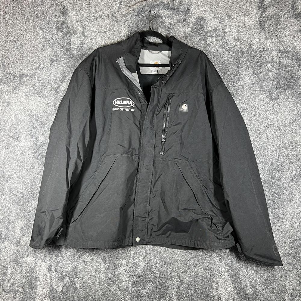 Carhartt Jacket Mens 2XL Black Waterproof Breathable Lined Rain Coat Softshell
